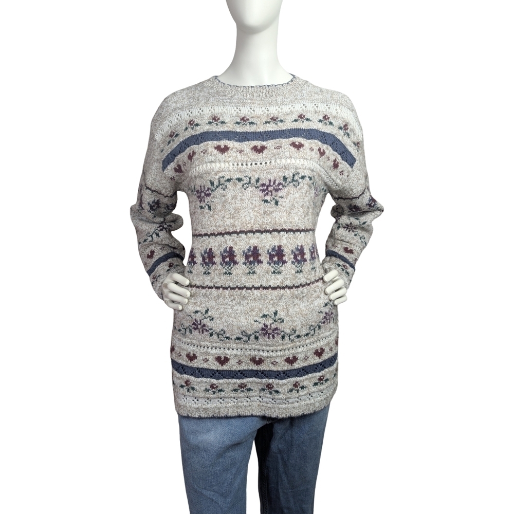 Vintage 90sWool Blend Sweater Weekend Edition Cottagecore Fair Isle Knit Small